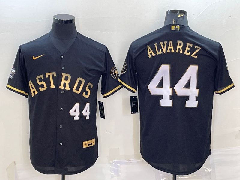 Men Houston Astros 44 Alvarez Black Gold Nike 2022 MLB Jerseys